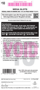 Mega Slots ticket back view