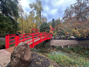 Reconstructed Japanese garden bridge in Dallas