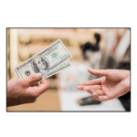 In this image, a hand holds out two hundred-dollar bills to another open hand